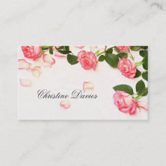 Pink roses on business card