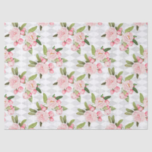 Pink Roses on Checker Board Decouapge Tissue Paper