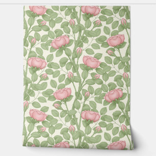 Pink Roses on cream Wallpaper