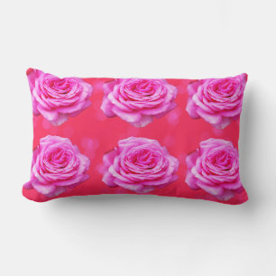 Pink Roses On Pink Bokeh Background, Lumbar Pillow