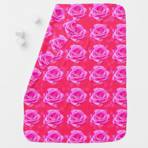 Pink Roses On Pink Bokeh Background, Stroller Blanket