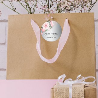 Pink Roses on Silver Botanical Wedding