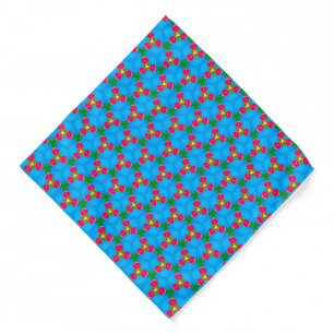 Pink Roses on Sky Blue Bandana