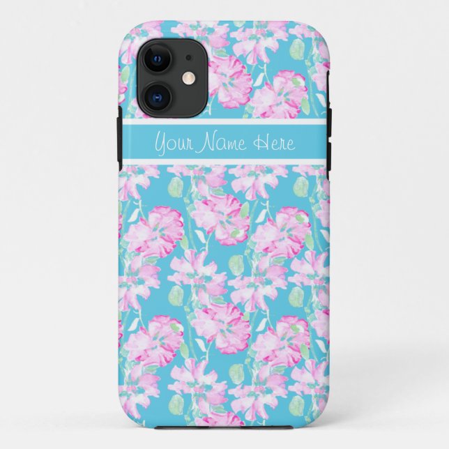 Pink Roses on Turquoise 5/5s Case-Mate Xtreme Case (Back)