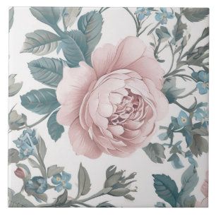 Pink Roses on White Ceramic Tile