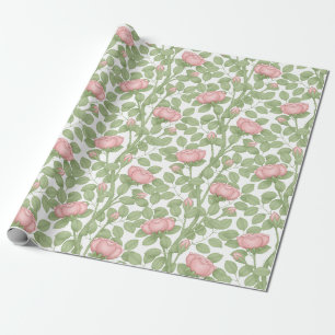 Pink Roses on White (large scale) Wrapping Paper