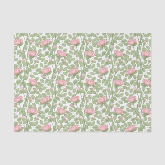 Pink Roses on white Tissue Paper (Front)