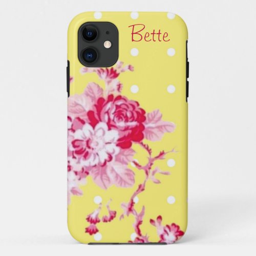 Pink Roses On Yellow  iPhone 11 Case