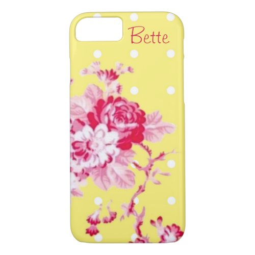 Pink Roses On Yellow iPhone 7 Case