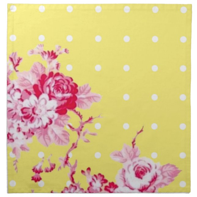 Pink Roses On Yellow Napkin (Front)