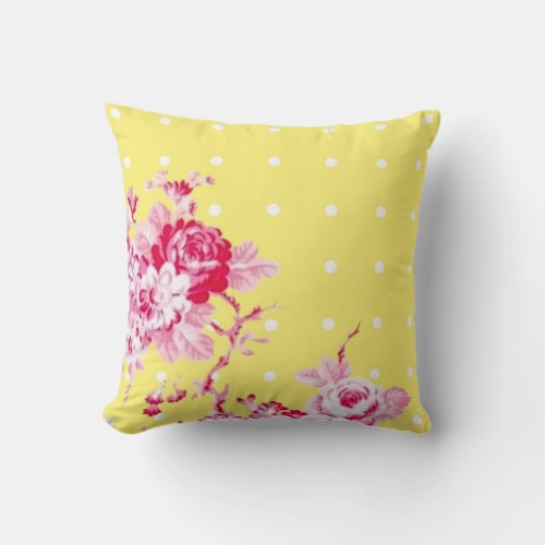 Pink Roses On Yellow Pillow