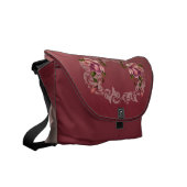 Pink Roses Ornamental Messenger Bag (Front Left)