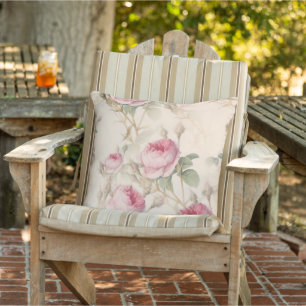 Pink Roses Outdoor Pillow