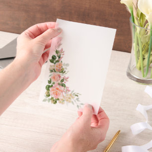 Pink Roses Overlay Vellum Invitations
