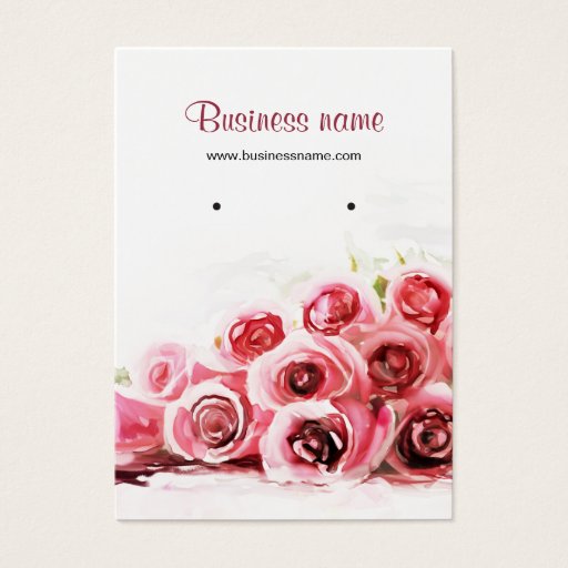 Customizable Pink Roses Painting Background Earring Cards Business Card