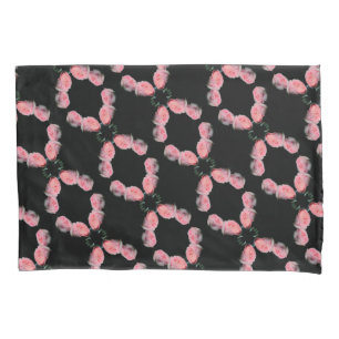 Pink Roses Pair Abstract Pattern Pillow Case