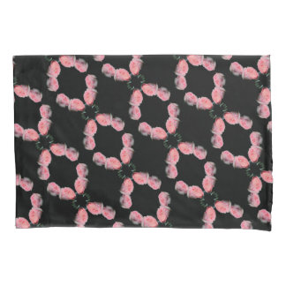 Pink Roses Pair Abstract Pattern Pillow Case