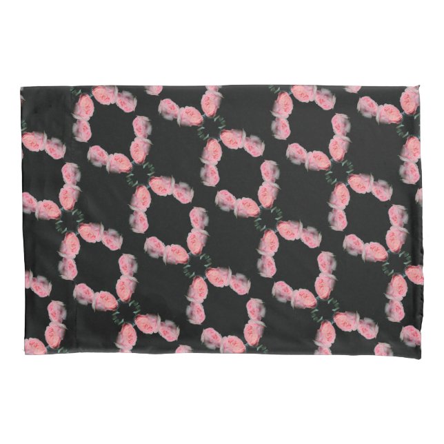 Pink Roses Pair Abstract Pattern Pillow Case (Front)