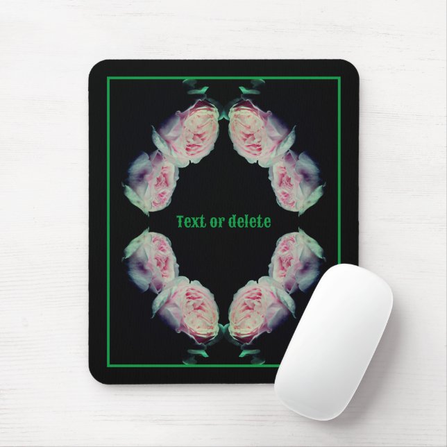Pink Roses Pair Abstract Personalized Mouse Pad (With Mouse)