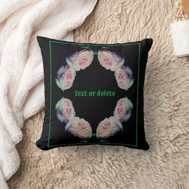 Pink Roses Pair Abstract Personalized Throw Pillow (Blanket)
