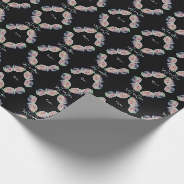 Pink Roses Pair Abstract Personalized Wrapping Paper (Corner)