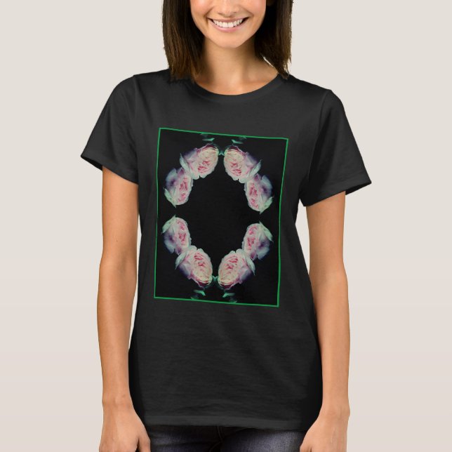 Pink Roses Pair Abstract T-Shirt (Front)