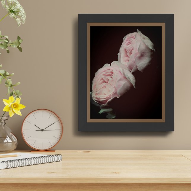 Pink Roses Pair Framed Art (Table Top)
