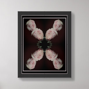 Pink Roses Pair Vintage Abstract Framed Art
