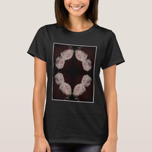 Pink Roses Pair Vintage Abstract T-Shirt (Front)