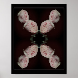 Pink Roses Pair Vintage Floral Art Abstract Poster