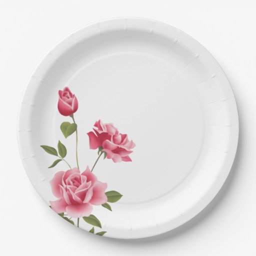 Pink Roses Paper Plate | Zazzle