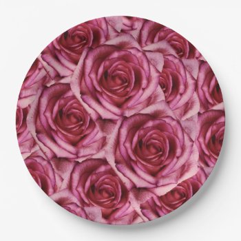 Pink Roses Paper Plate by ggbythebay at Zazzle