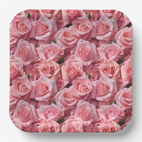 Pink Roses Paper Plates