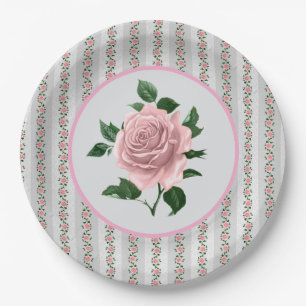 Pink Roses  Paper Plates