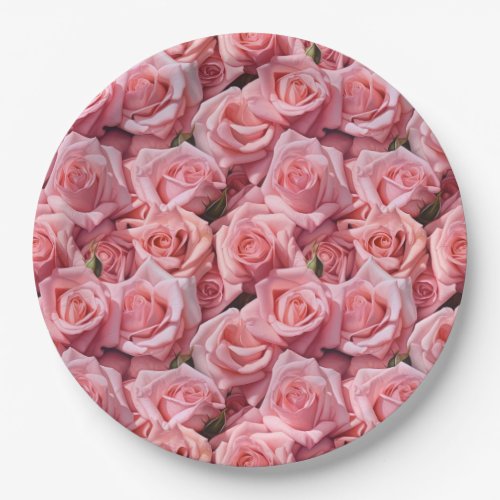 Pink Roses Paper Plates