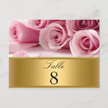 Pink Roses Party Table Numbers by invitesnow at Zazzle