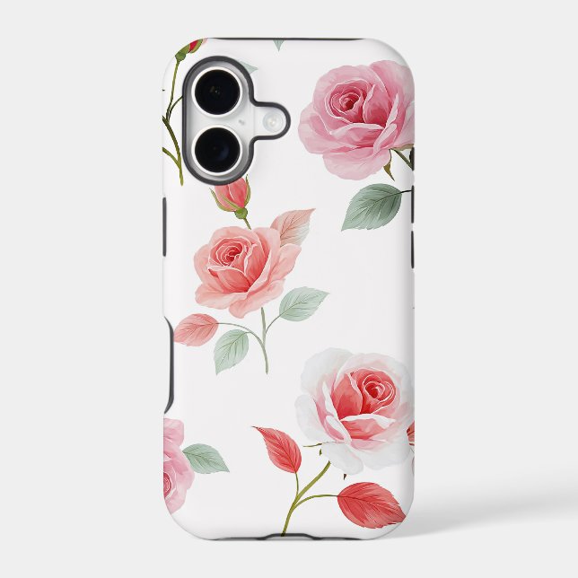 Pink Roses Pattern iPhone Case (Back)
