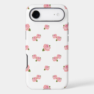Pink Roses Pattern on White iPhone 17 Air Case
