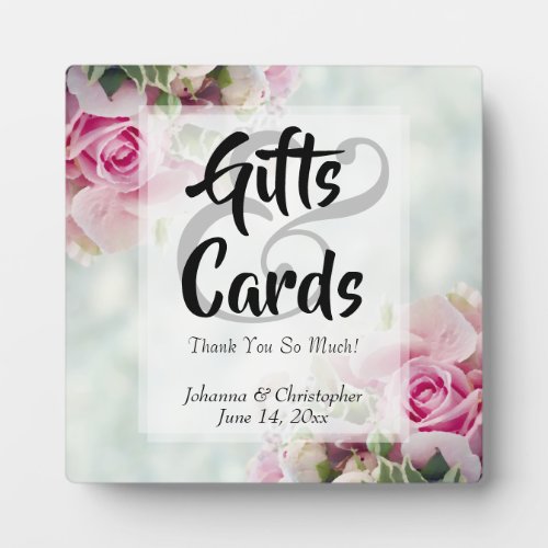 Pink Roses  Peony Buds Cards  Gifts Wedding Sign Plaque