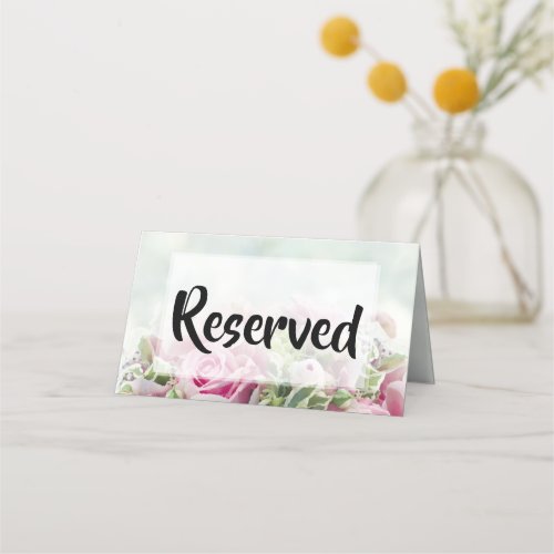 Pink Roses  Peony Buds Wedding Reserved Place Card