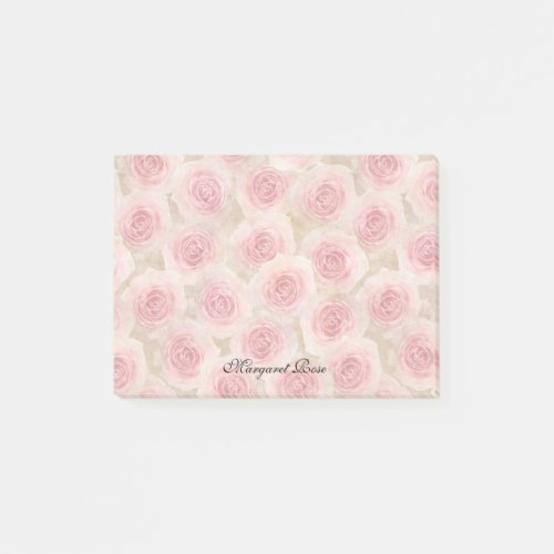 Pink Roses Personalized 4 x 3 Post_it Notes