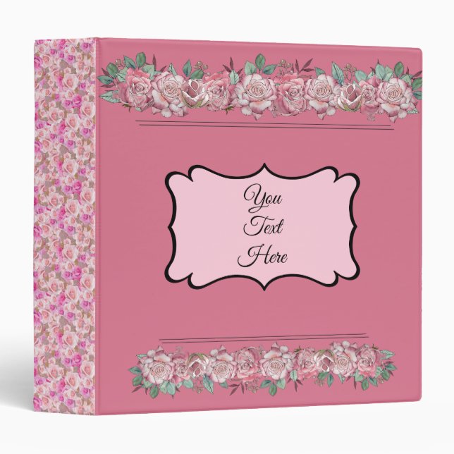 Pink Roses Personalized Binder (Front/Spine)