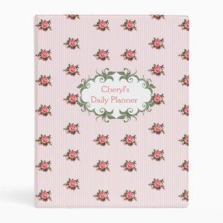 Pink Roses Personalized Daily Planner Binder