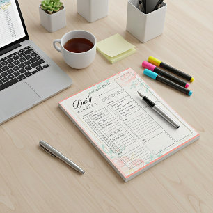 Pink roses personalized daily planner notepad