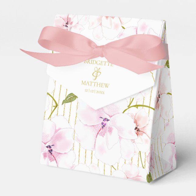 Pink Roses Personalized  Favor Boxes (Front Side)