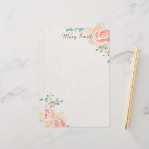 Pink roses personalized  stationery