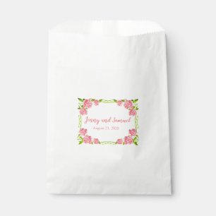Pink Roses Personalized Wedding Cake Favor Bags