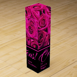 Pink Roses Personalized Wine Box