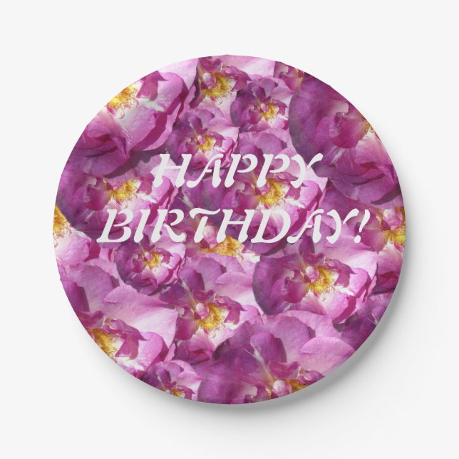 Pink Roses Photo  Paper Plates (Front)