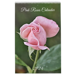Pink Roses Photographic Art Flower Calendar 2024